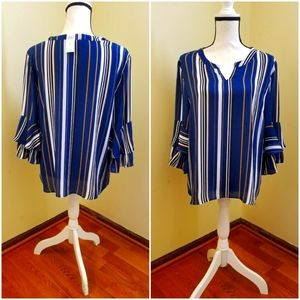 Ann Taylor Factory/ Size L/ Blue, White, Gold, Black Stripes NWT